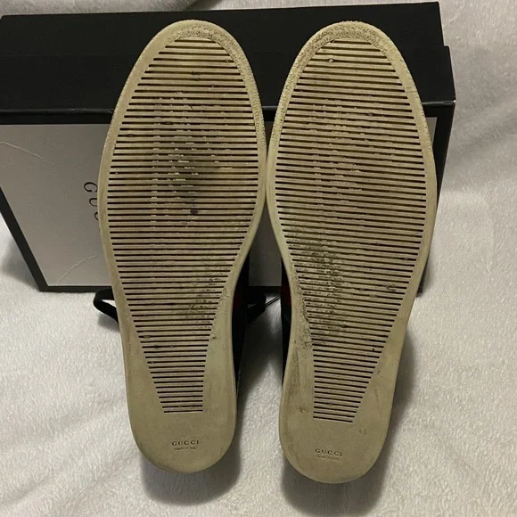 Gucci Black Leather Sneakers with Red and Green Stripe - Picture 6 of 10